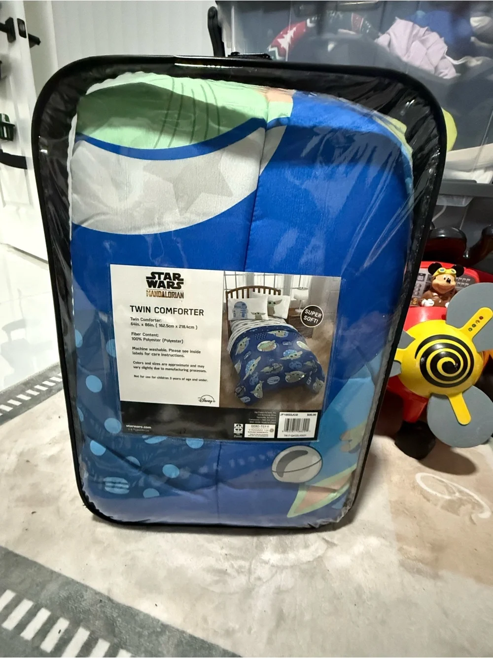 Star Wars Blue Twin Comforter with Grogu Pattern